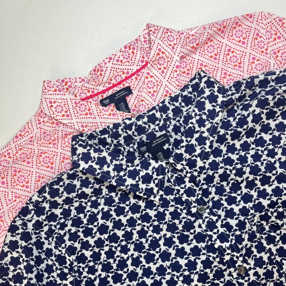GAP Tops - Gap Womens Boyfriend Fit Button Down Shirt Bundle XXL Navy Floral Pink Geometric